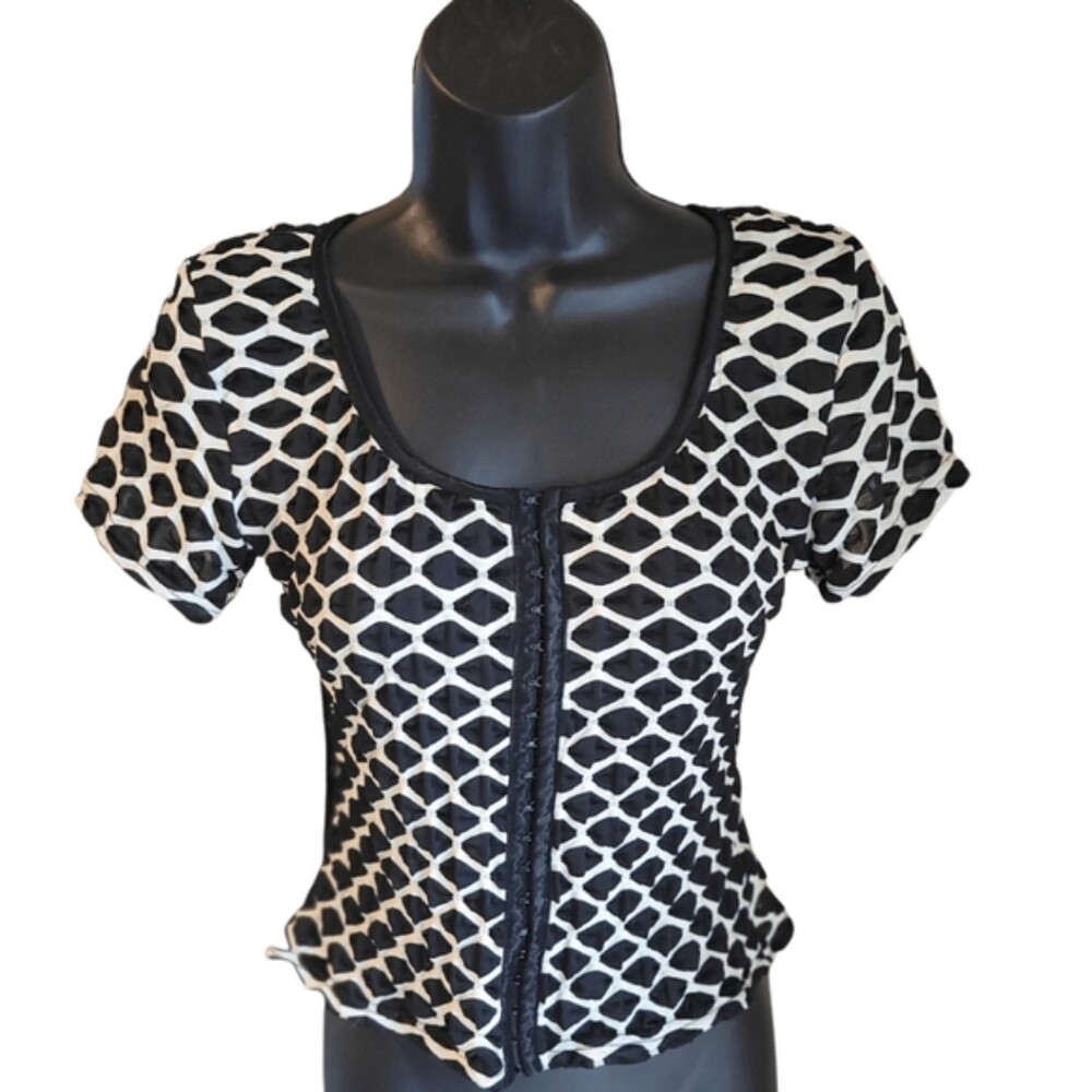 XS Clothing Black/White Corset Crop Top/Blouse Size Medium